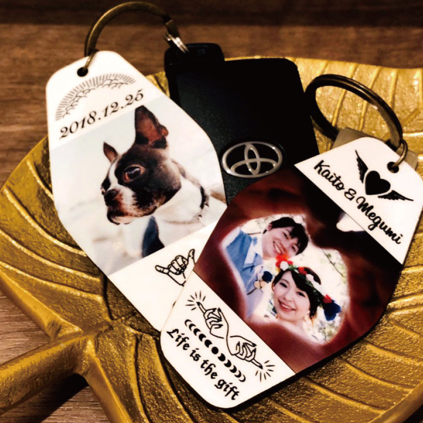 大好評！フォトキーホルダー木製【写真入り】