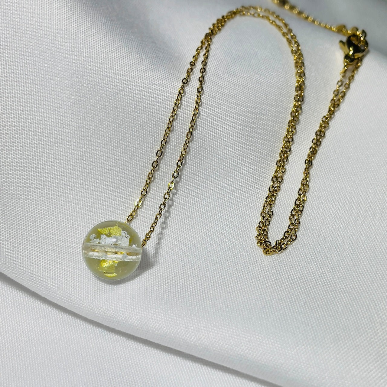 24金箔入り塩珠 inoriネックレス【シルバー】/【ゴールド】