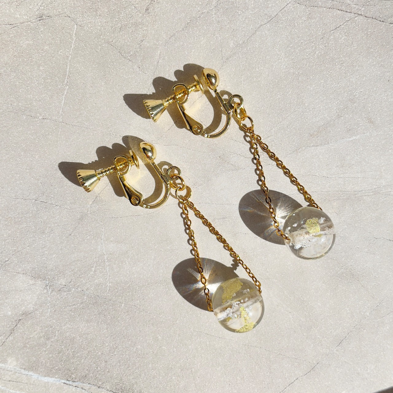 24金箔入り塩珠 inori イヤリング　ニッケルフリー　