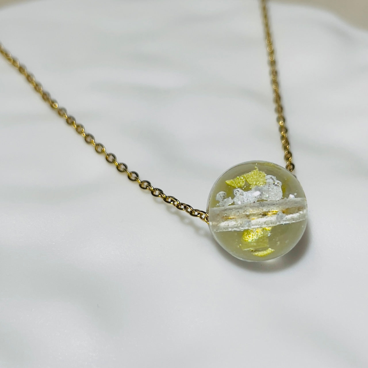 24金箔入り塩珠 inoriネックレス【シルバー】/【ゴールド】