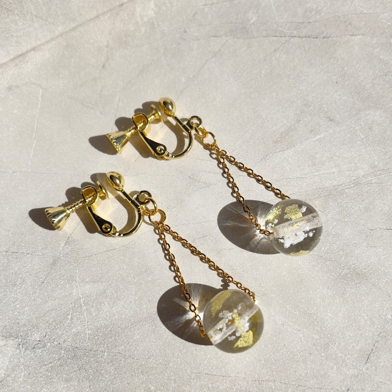 24金箔入り塩珠 inori イヤリング　ニッケルフリー　