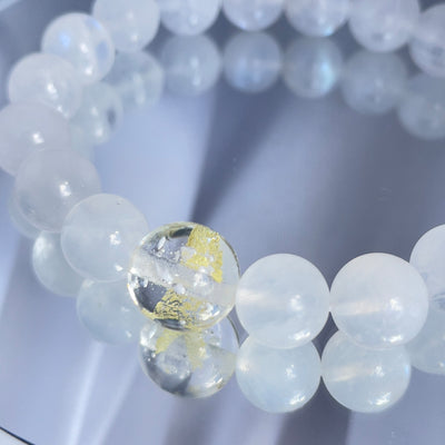 inori 塩珠 遺骨封入お守り 金箔入り一粒 ブレスレット（ムーンストーン）