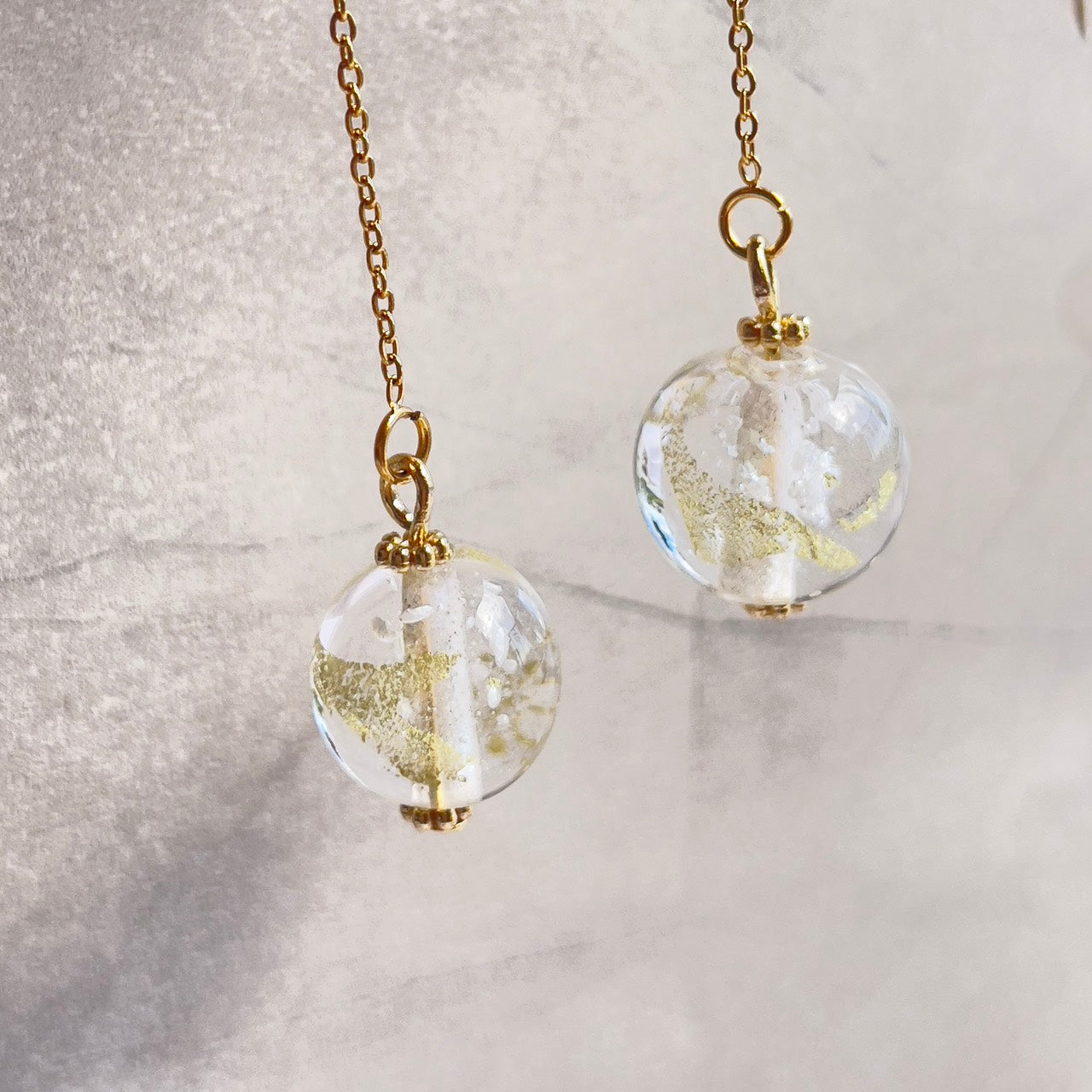 inori 遺骨封入お守り チェーンピアス　金箔入り