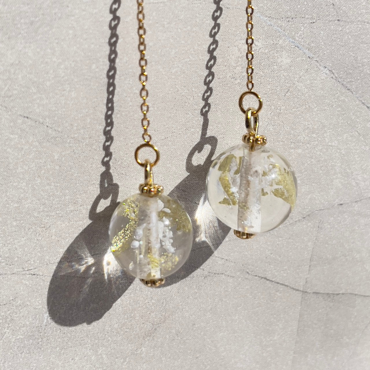 inori 遺骨封入お守り チェーンピアス　金箔入り