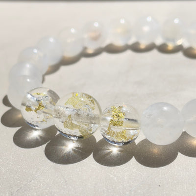 inori 塩珠 遺骨封入お守り 金箔入り三粒 ブレスレット（ムーンストーン）