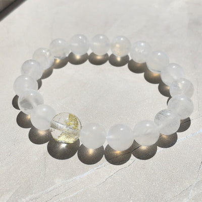 inori 塩珠 遺骨封入お守り 金箔入り一粒 ブレスレット（ムーンストーン）
